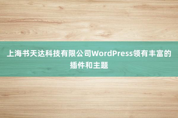 上海书天达科技有限公司WordPress领有丰富的插件和主题
